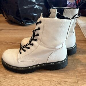 White Combat Boots
